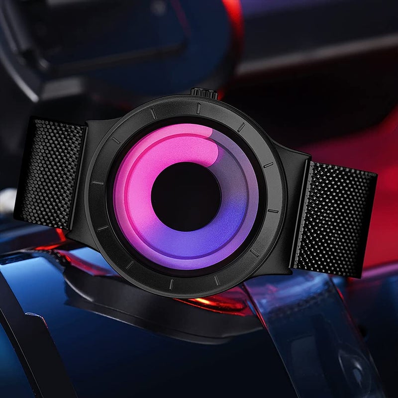 SINOBI Business Watches Men Fashion Creative Original Design Watch Men Steel Mesh Men's Watch Clock Relogio Masculino Unique Wristwatch(Black Purple) - Image 4